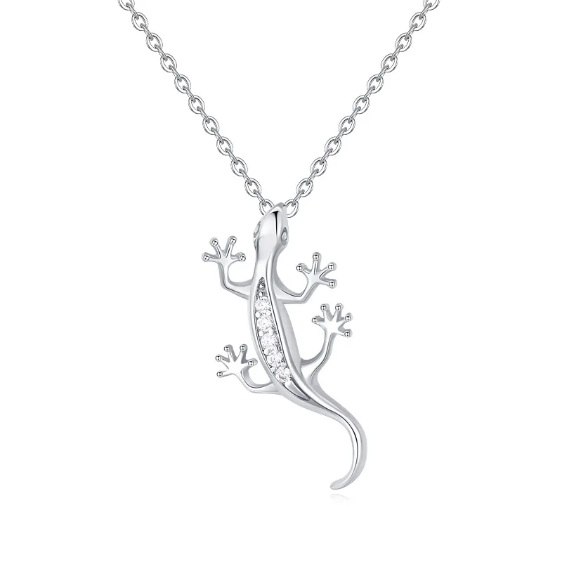 

Милый кулон в виде геккона, минималистичные ювелирные изделия из стерлингового серебра 925 пробы, ожерелье Bijoux Argent S925