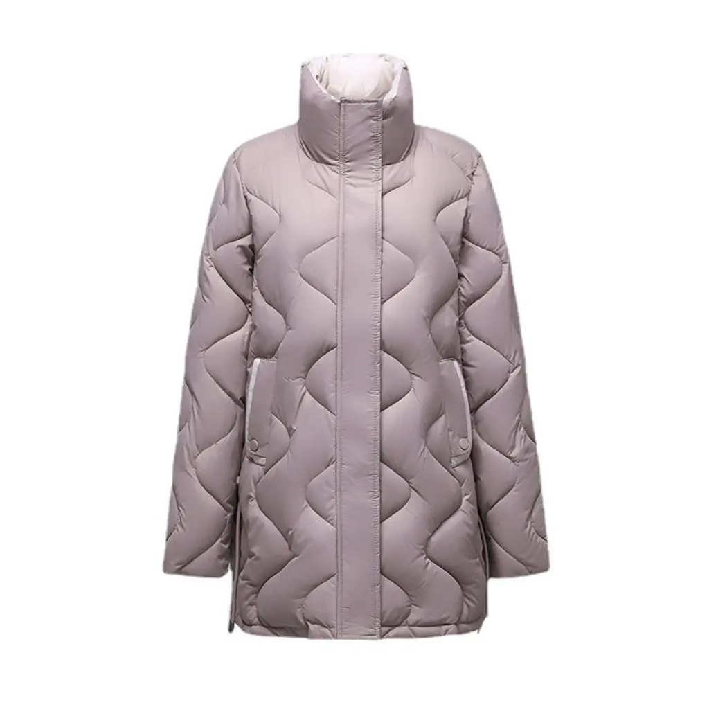 

Women's Large Cotton-Padded Jacket Mid-Length Casual Fashion Thickened Stand Collar Washable Winter Coat Bright Face