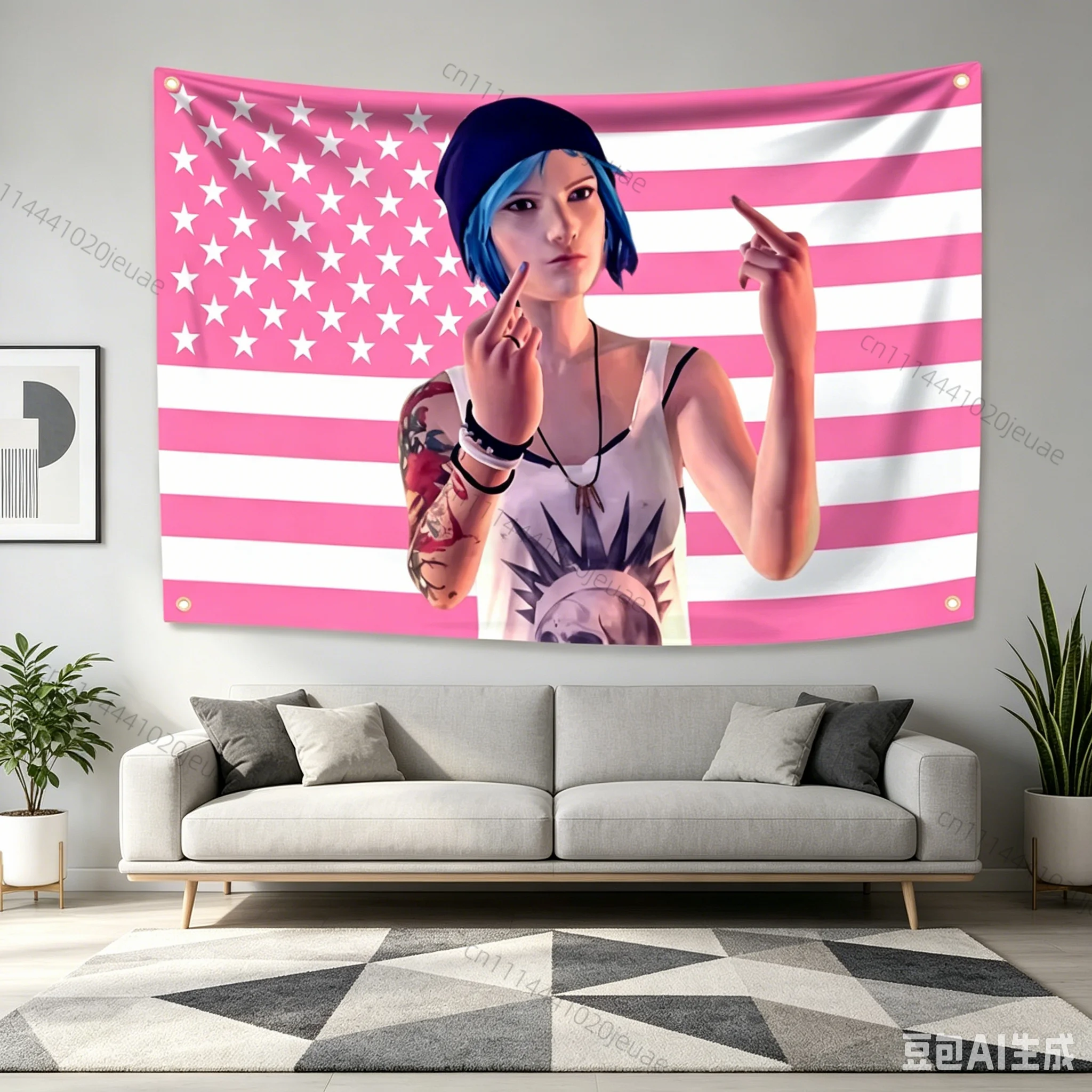 Fantasy Pink C-Chloe Price American Flag Tapestry Wall Art Decor Headboard Aesthetic Teen Home Background Cloth Fans Banner Gift