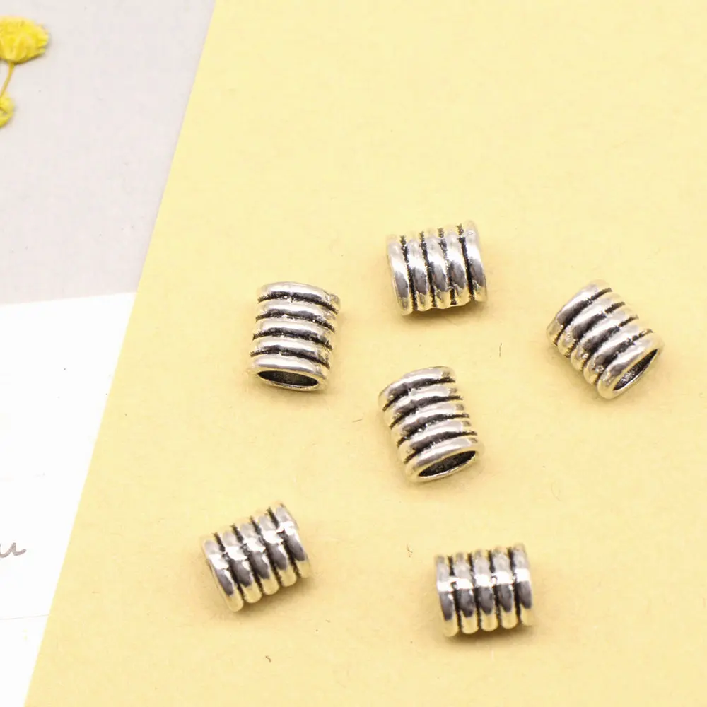 10pcs 7x8mm Circle Big Hole Beads Man Pendant Accessori Jewels For Crafts Antique Silver Color