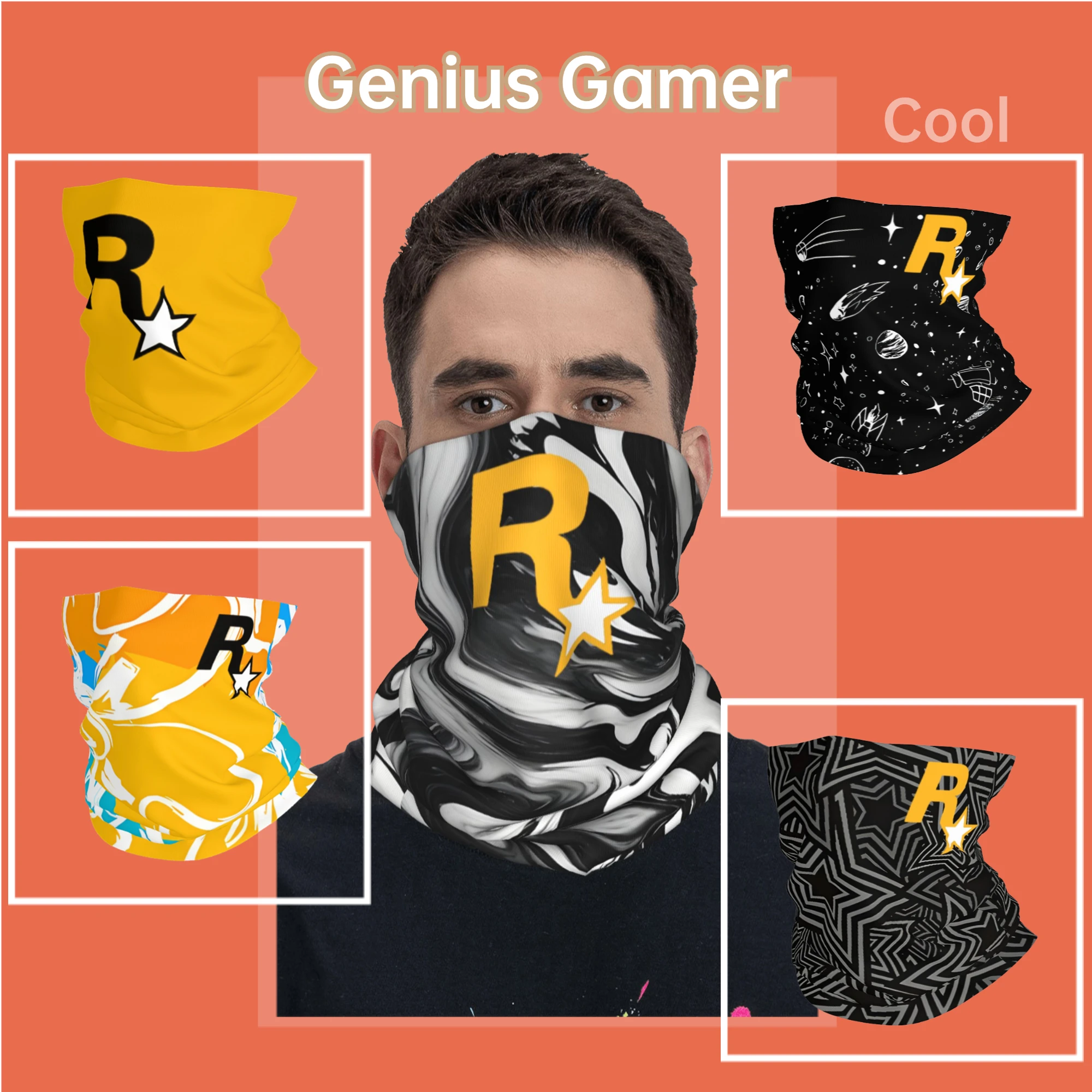 Genius Gamer R Star Bandana Neck Cover Motocross Wrap Scarf Multifunctional Headwear Cycling Unisex Adult Breathable