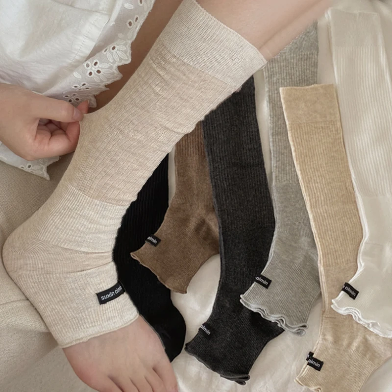 

Женские гетры Y2K, тонкие чулки, длинные носки, современные однотонные носки, японские модные гольфы JK Lolita