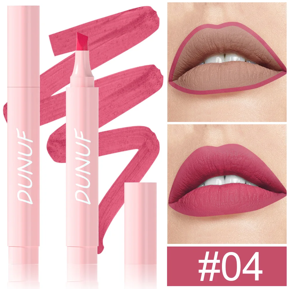 Lápiz labial mate duradero con bloqueo de color 3 en 1, lápiz labial, brillo de labios, 5 colores disponibles, maquillaje de labios hidratante