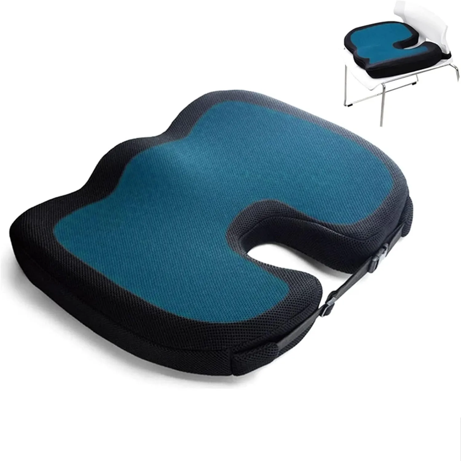 Gel-Memory-Foam U-förmiges Sitzkissen für Massage, Auto, Bürostuhl, für langes Sitzen, Steißbein- und Rückenschmerzen-Linderung