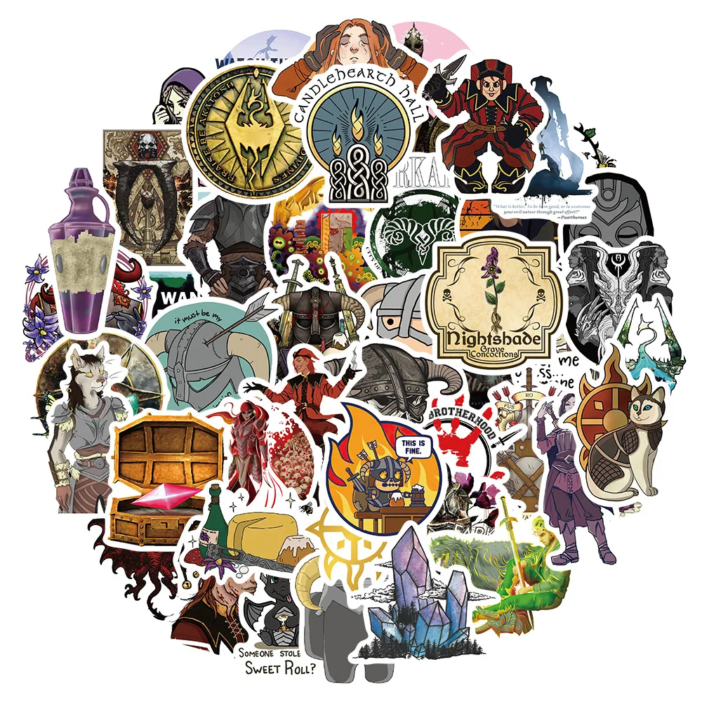 10/30/50Pcs Popular Games skyrim  Stickers For Snowboard Laptop Luggage Car Fridge DIY Styling Vinyl Home Decor Stickers