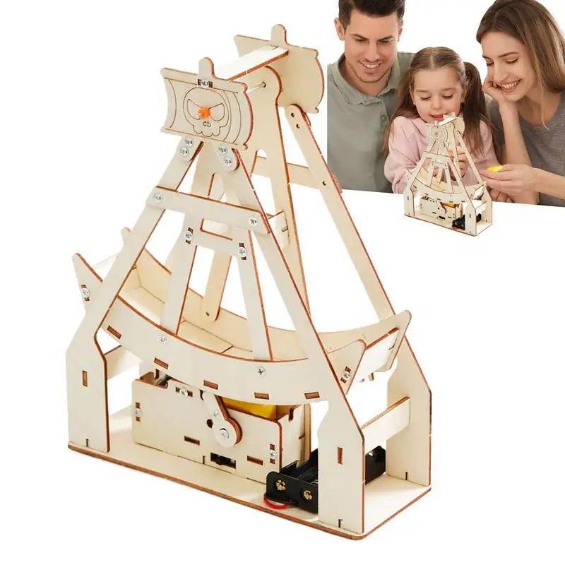 

Pirate Ship Toy Wood Ship Assembly Set Primary Secondary School Science Experiment Project For Kids Ages 7-14