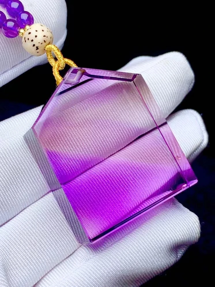 

Natural Purple Amethyst Quartz Pendant Rectangle Lavender Aemthyst Necklace 36.29.10mm Healing Jewelry Stone AAAAAA