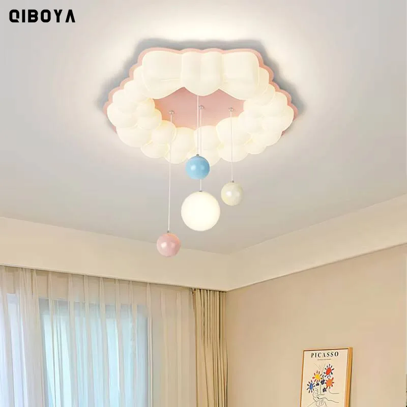 Simple LED Bedroom Ceiling Light Cream Style Creative Clouds Children's Room Ceiling Lamp Modern Home Indoor Decor Lighting Lamp