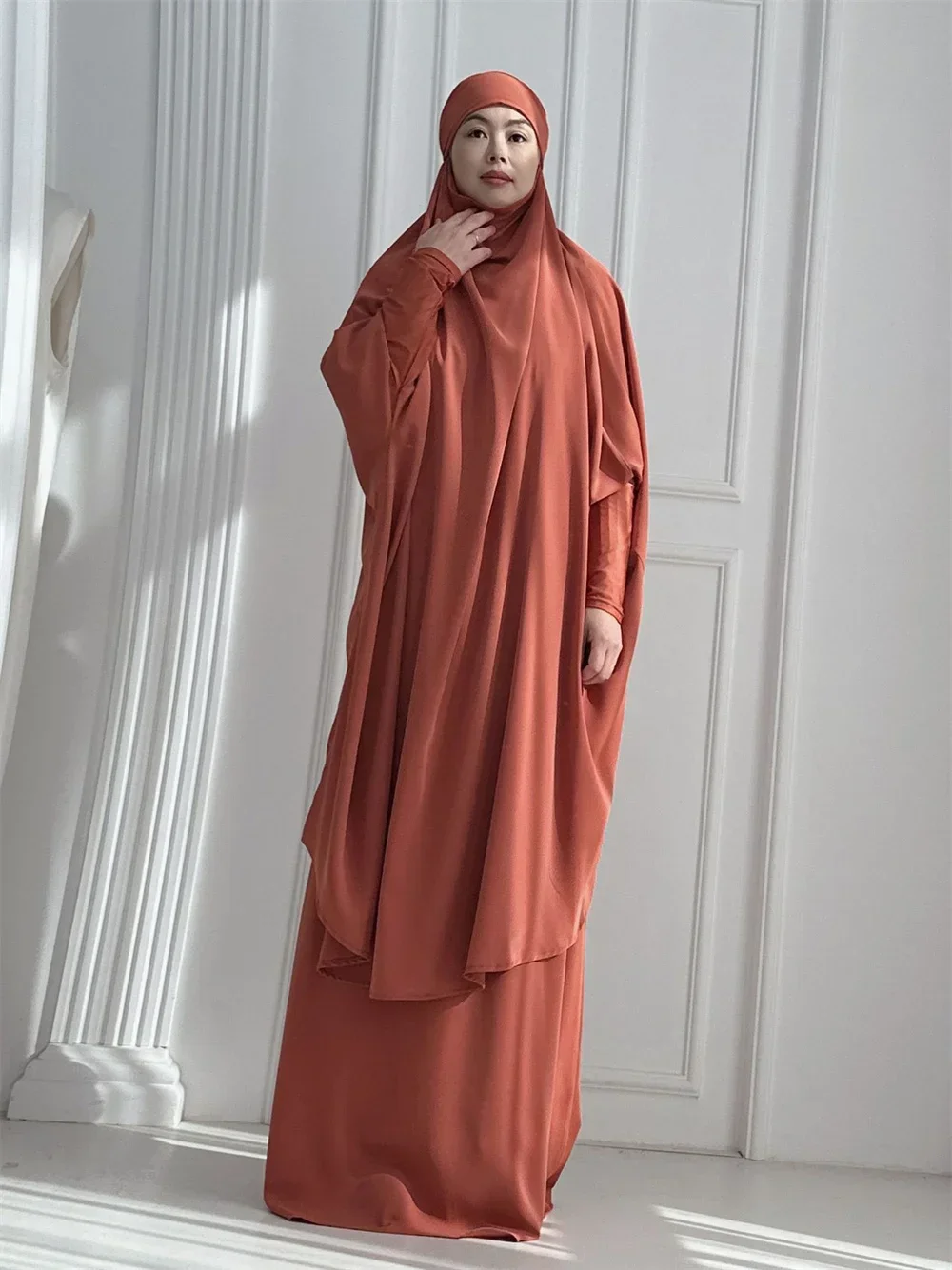 

16 Colors 2 Pcs Set Ramadan Eid Modest Abaya Women Muslim Dress Hijab Suit Kaftan Robe Femme Musulmane Islam Caftan Kebaya Sets