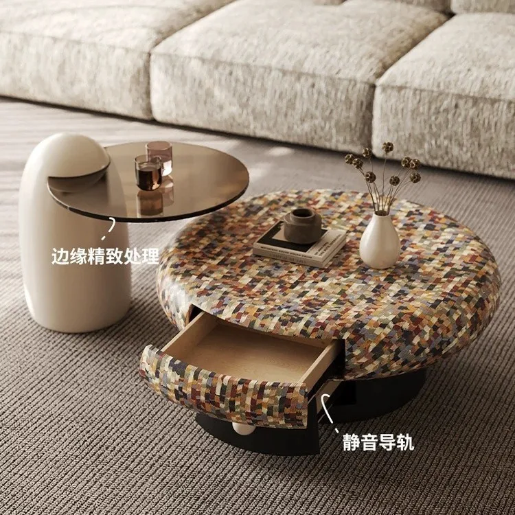 

Rainbow coffee table for living room and home, creative round combination design for small apartment tea tables