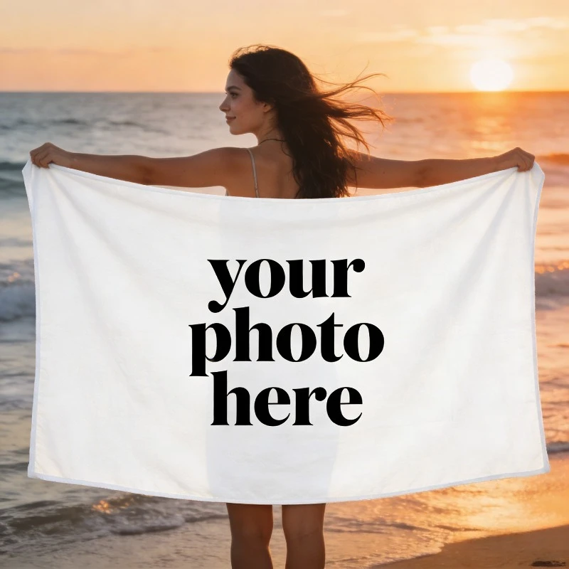 Personalized Beach Towel Custom Photo/Logo Oversized Beach Towel for Bath Pool Sports Camping Summer Party Gift