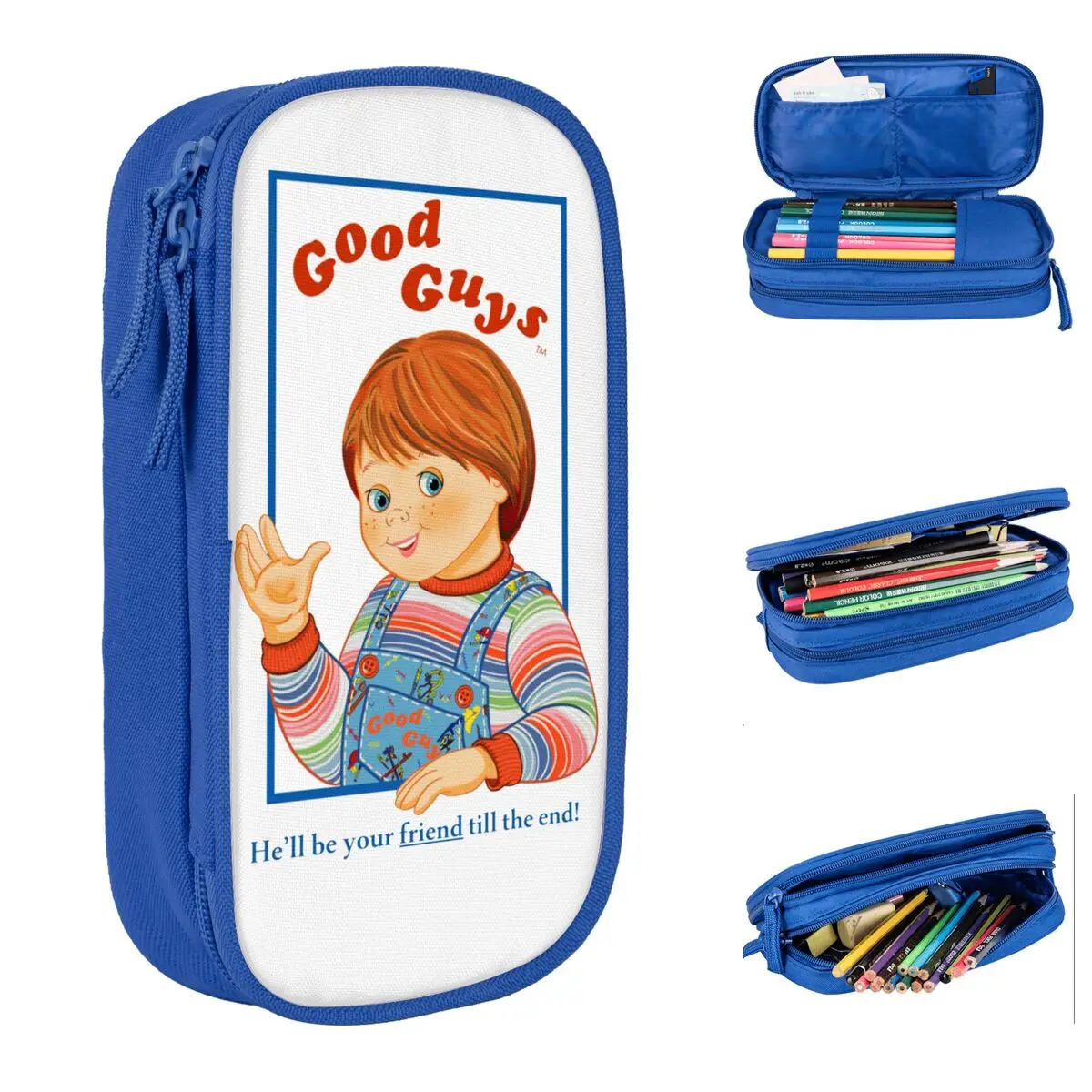 Classic Child's Play Good Guys Chucky Pencil Cases Horror 80s Horror Icon Pencil Pouch Pen Box Big Capacity Bag Stationery