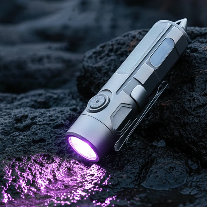 titanium-alloy-flashlight-mini-portable-keychain-flashlight-portable-rechargeable-three-color-led-pocket