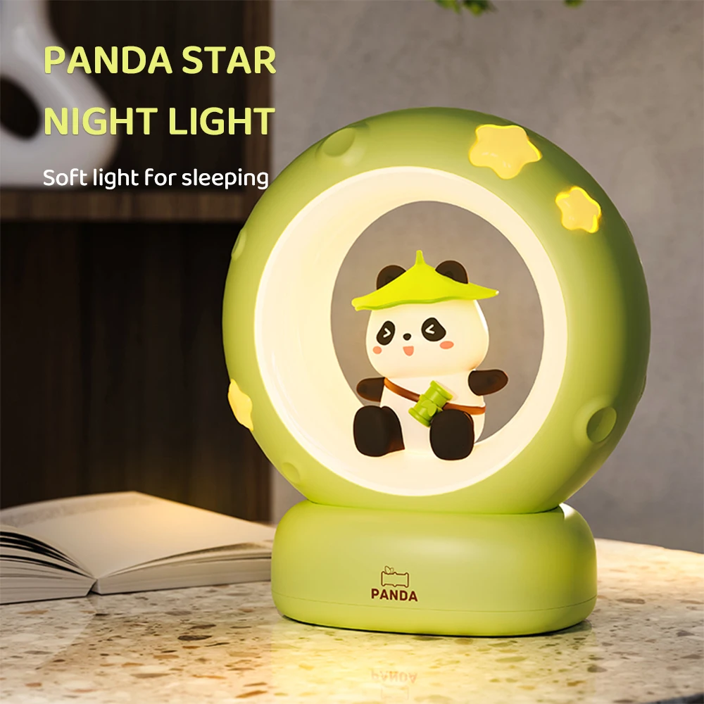 3Style Moon Night Light Cute Rabbit Cat Panda Lamps Room Bedside Decoration USB Rechargeable Kawii Animal Gift Warm Soft Light