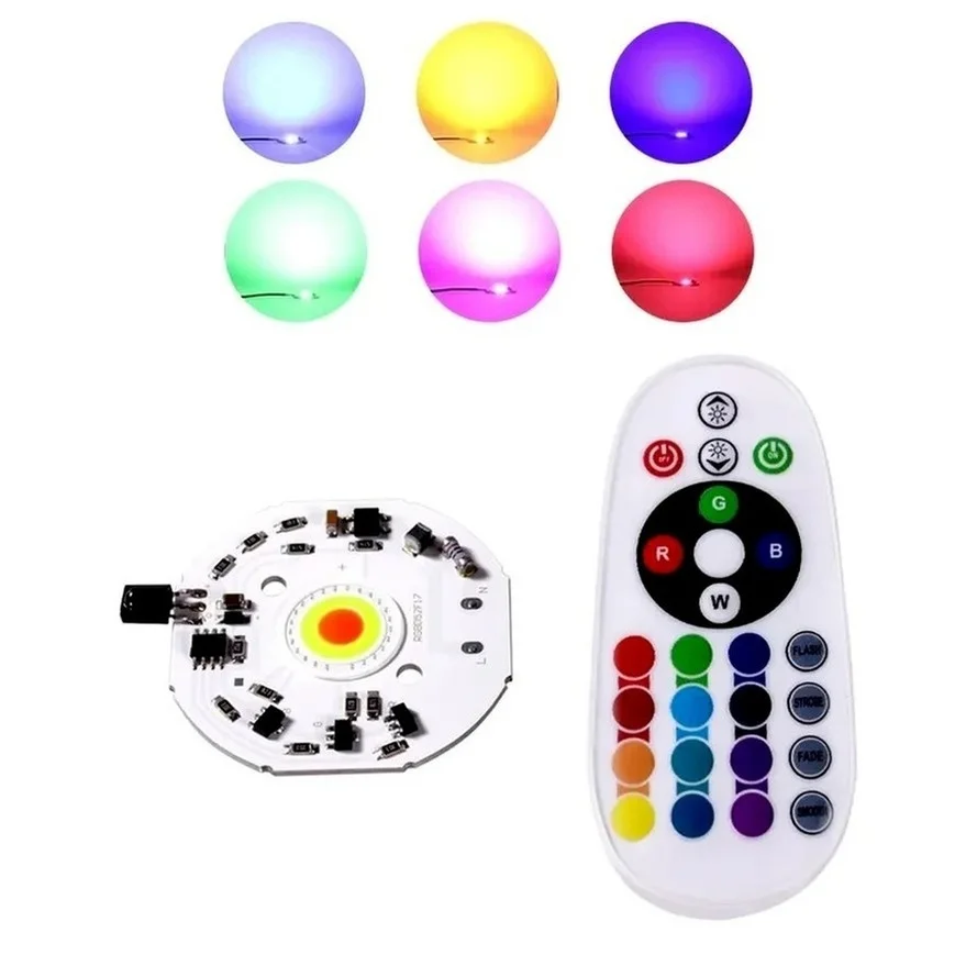 RnnTuu RGB LED COB Chip Light LED Spotlight Lamp 220V No Need Driver for Floodlight Lampada DIY Lighting with Remote Controller