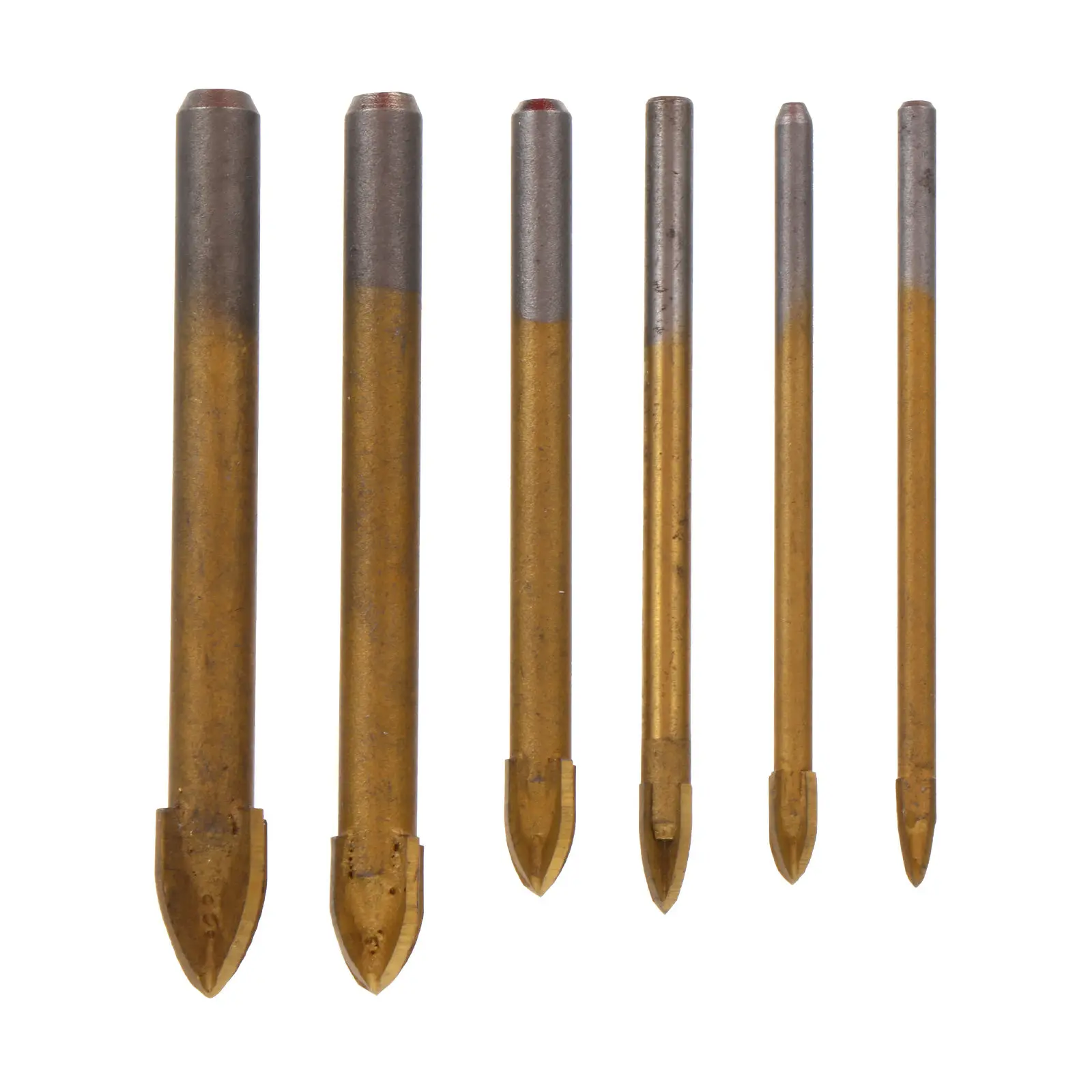 1Set Cross Spear Head Tile Drill Bit Titanium Coated Ceramic Glass Marble Hole Opener Durable Hardness Alloy Drill Bit Set