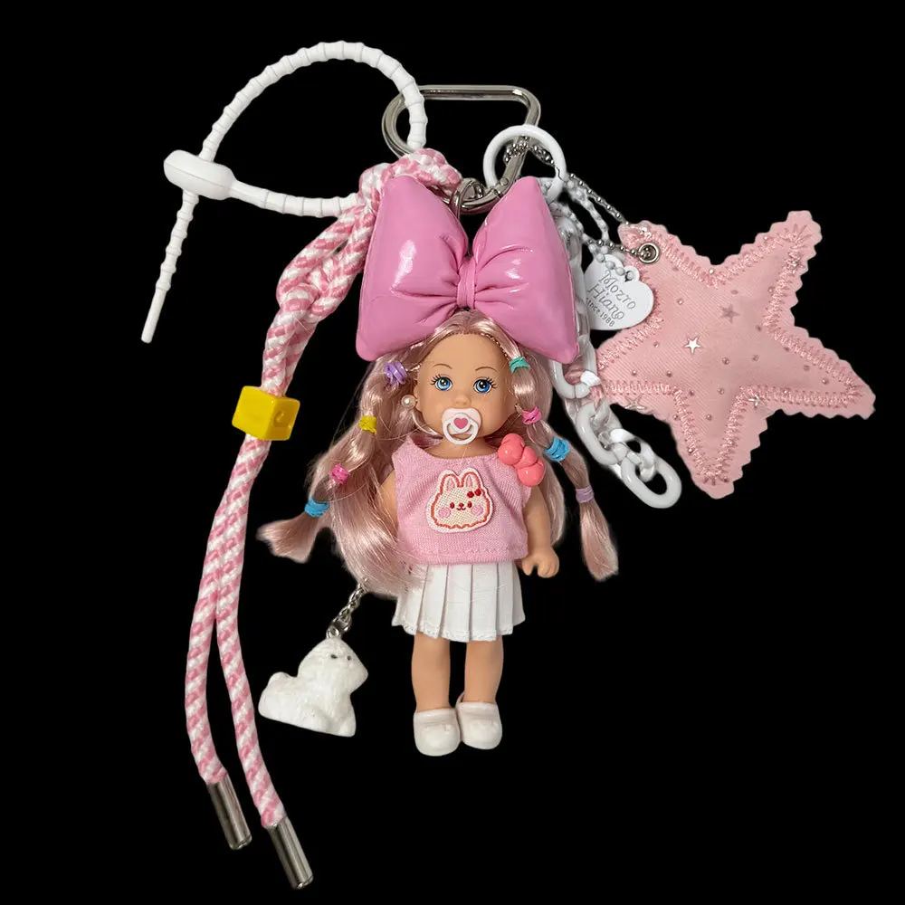 

Korean Version Sweet Cute Little Kelly Princess Doll Keychain Exquisite With Pet Puppy OB11 Doll Backpack Charm Birthday Gift