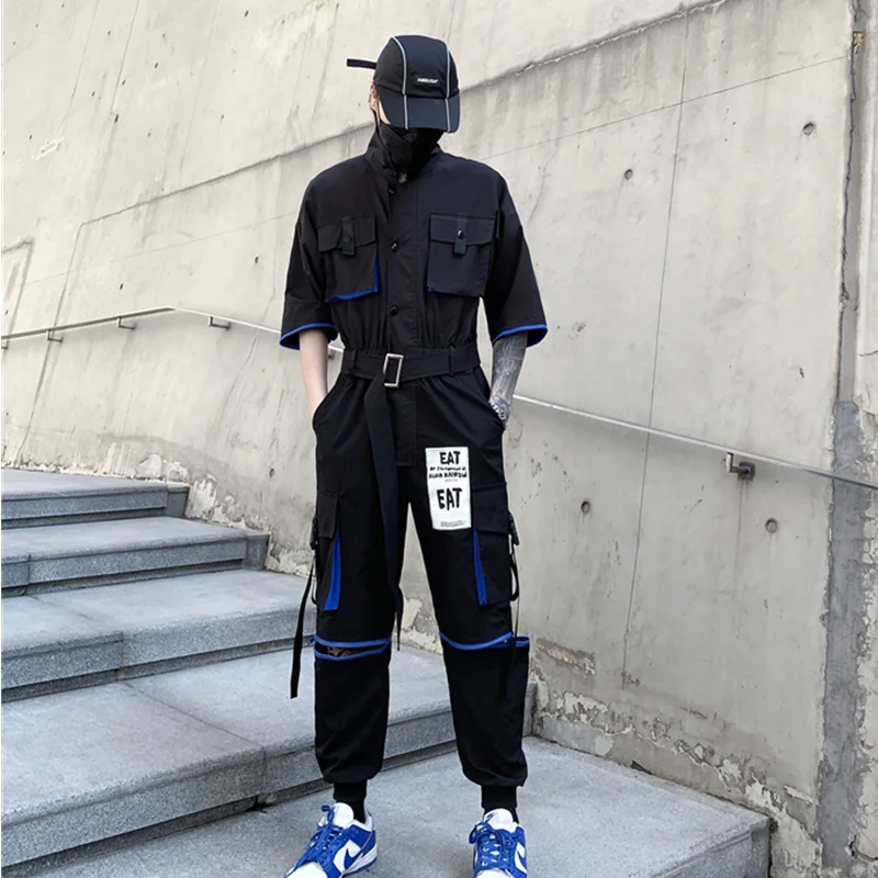 Spring and Summer Two Wear Japanese Hong Style Belt Jumpsuit Trendy Fried Street Set Handsome Youth Workwear Pants Suit