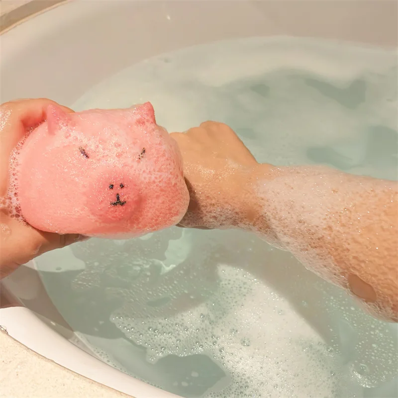 Capybara Pink Shower Sponge, bathroom Bath Balls for Face wash and bath Rubbing,  Bathroom Decor, Lovely gifts