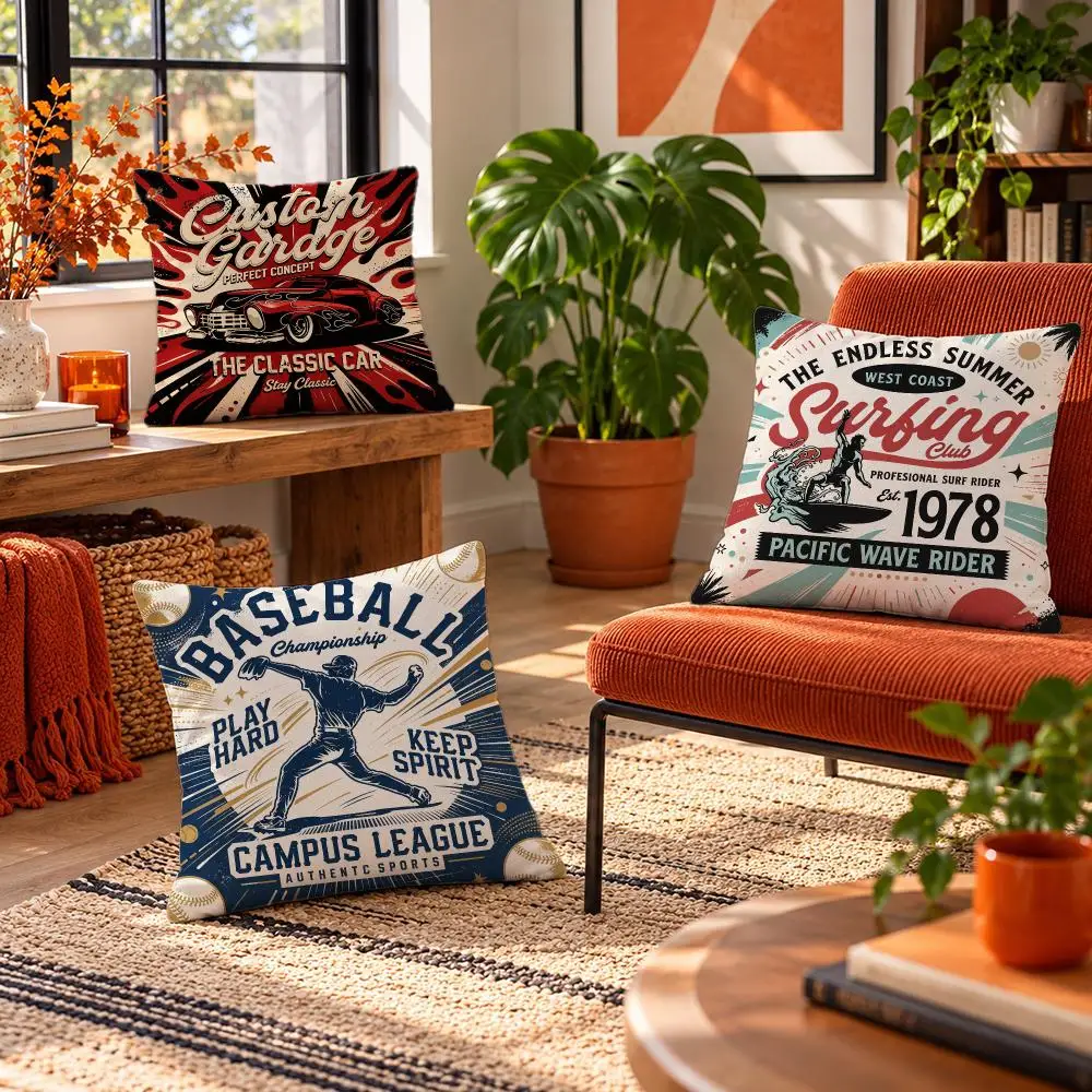 art Outdoor Sports Badge Cushion Cover Short Plush Throw Pillow Cover Soft Cozy Cushion Case for Sofa Bedroom Home Decor Gift