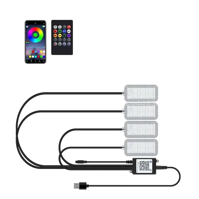 سيارة الموسيقى المحيطة ضوء RGB 4 في 1 LED ل ألفا روميو جوليا ستيلفيو جوليتا ميتو 147 اللاسلكية عن بعد APP USB الملحقات #4