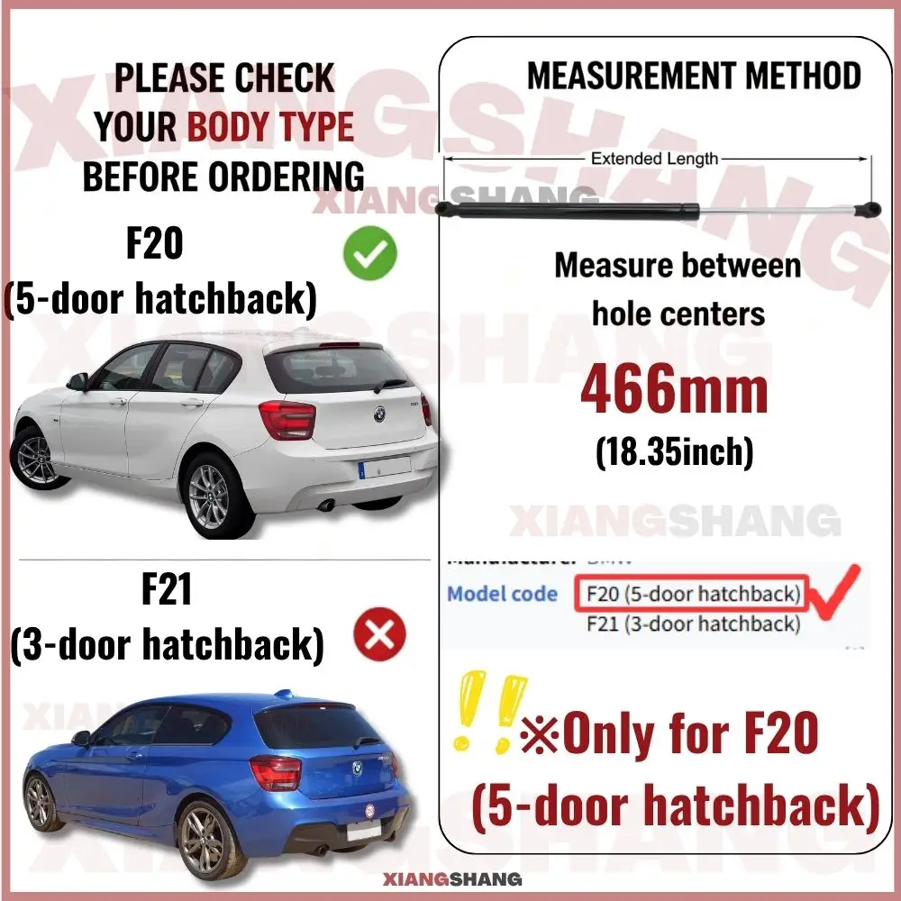 Auto Pop-Up Trunk Struts for BMW 1 Series F20 2011-2019 | 5-door Hatchback 466mm Automatic Opening Gas Lift Supports with Spring