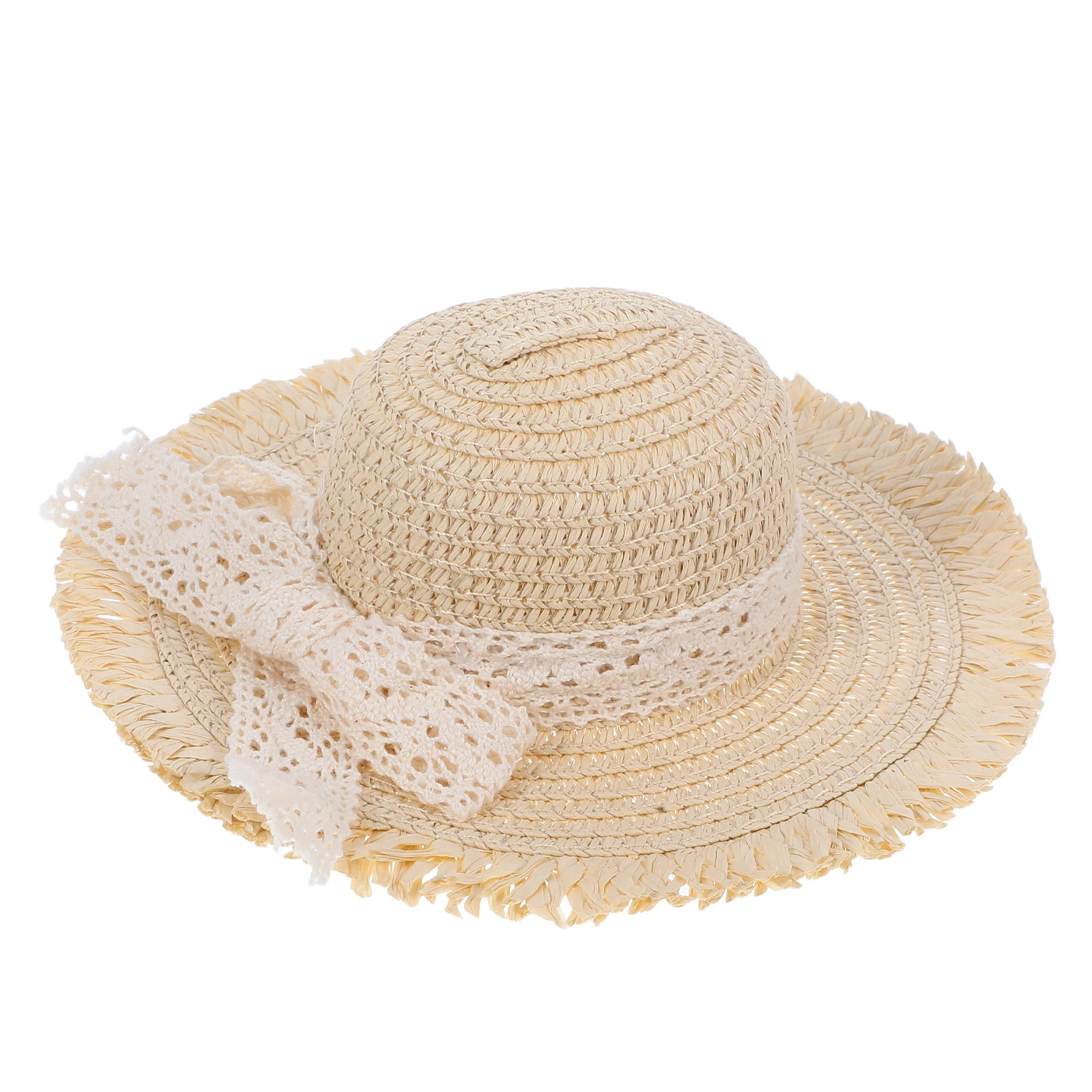 

Mini Straw Hat Decoration for Dollhouse Crafts Cute Dress up Diy Miniature Hats Tiny Accessories Elegant Lace Ribbon Charm