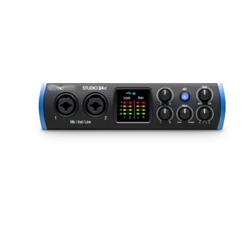 PreSonus Studio 24C ultra-high audio interface sound card With 2 mircophone preamps for ultra-high-definition recording,mixing