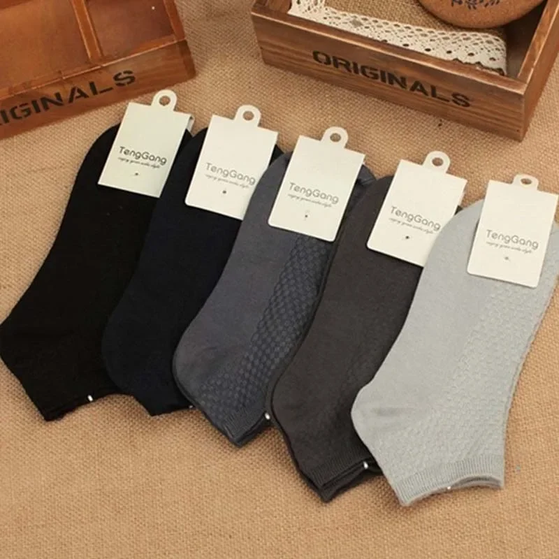 Men Bamboo Fiber Socks High Quality New Compression Solid Color Casual Business Anti-Bacterial Breatheable Mid-tube Stockings