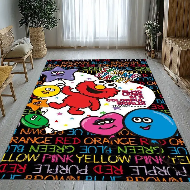 Vintage S-Sesame Street Elmo Cookie Monster Soft Non-Slip Large Area Rug for Living Room,Bedroom Carpet Mat for Sofa,Home Decor