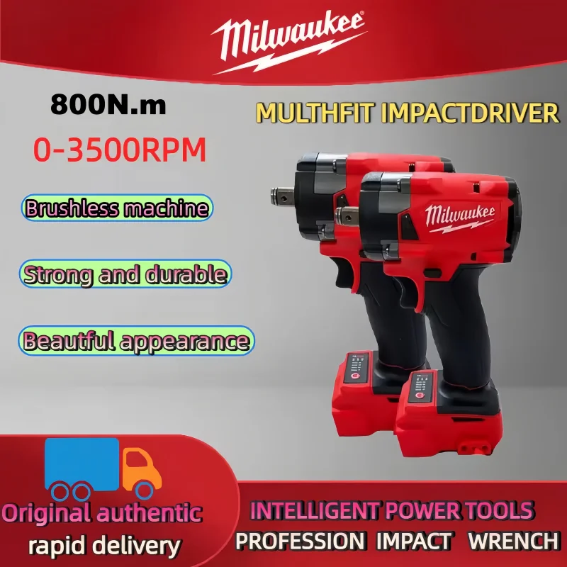 

original Milwaukee Brushless Cordless 1/2 4 Gears Electric Wrench Car Truck Repair Screwdriver Impact Drill Rechargable Tools