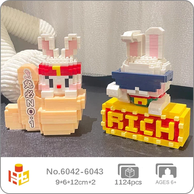 PN Animal World Rabbit Year Thumb Praise Lucky Rich Sunglasses Belt Pet Doll DIY Mini Diamond Blocks Bricks Building Toy No Box