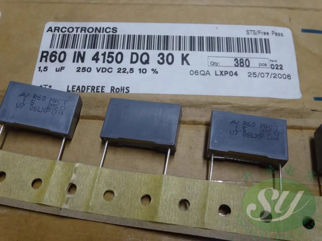 

5PCS AV R60 1.5uf/250V 1u5 155 New film capacitor 22MM