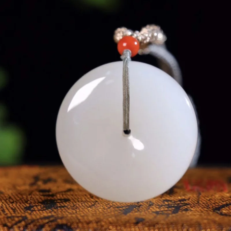 Sheep Fat White Jewelry Hetian Jade Peace Pendant Necklace