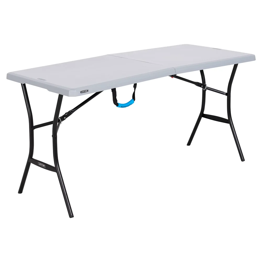5フィート折りたたみ式ハーフテーブル、灰色のピクニックテーブル折りたたみ式テーブル