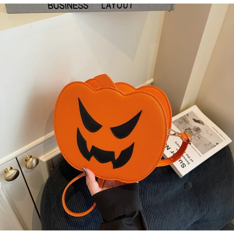 

PU Patchwork Zipper Crossbody Bags Pumpkin Head Halloween 2025 High Quality Bags for Women Funny Atmosphere Shoulder Bag