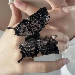 Punk Butterfly Ring Black Exaggerate Gothic Three-Dimensional Vintage Ring Gift vintage accessories