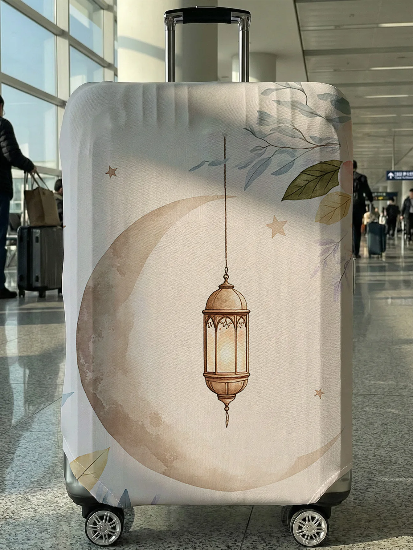 

Moon Lantern Leaves Print Luggage Cover, Suitable for 18-32 Inch Luggage Cover, Luggage Handle Glove, Travel Accessories