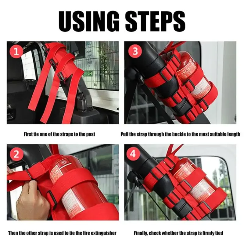 Adjustable Extinguisher Mount Strap Oxford Cloth Car Roll Bar Fire Extinguisher Holder Belt for Jeep Wrangler TJ JK JL 1997-2018