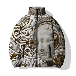 Goddess Men's Clothing 2024 3D Printing Male Coat Cool Men's Winter Coats Man Christ Comfortable Sculpture Warmth Jesus Durable