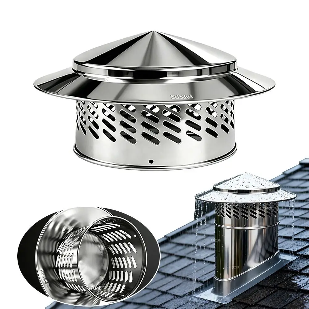 Durable 80/110/160/200mm Chimney Cap Stainles Steel Multifunctional Ventilation Ducts Roof Cover
