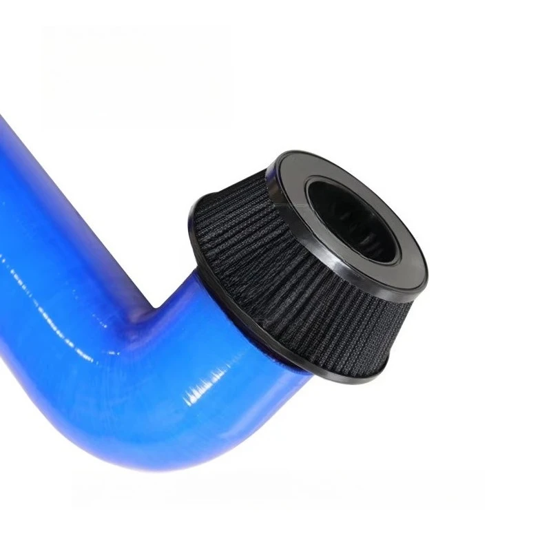 Front Mount Intake Blue SILICONE MATERIAL with Wire Reinforce Inside