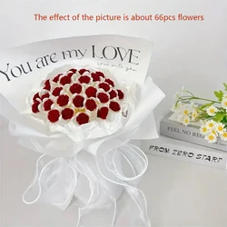 33Pcs Handmade DIY Bouquet Material Bag , Creative Simulation Rose For Girlfriend 520 Valentine's Day Not Withering DIY Gift