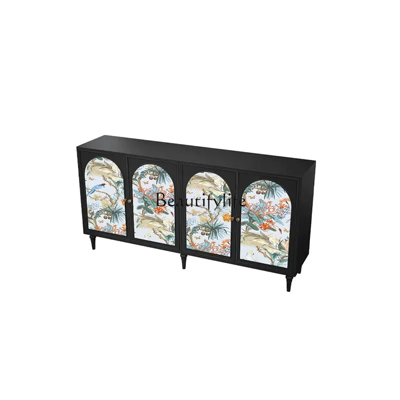 

Z.French retro painted entrance cabinet small apartment multi-functional storage tea cabinet