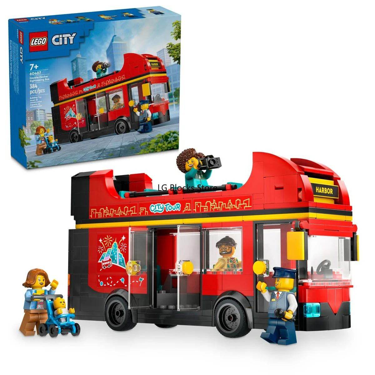 LEGO 60407 City Red Double-Decker Sightseeing Bus Building Blocks Bricks Toy for Kids gift age 7+ (384 Pieces)