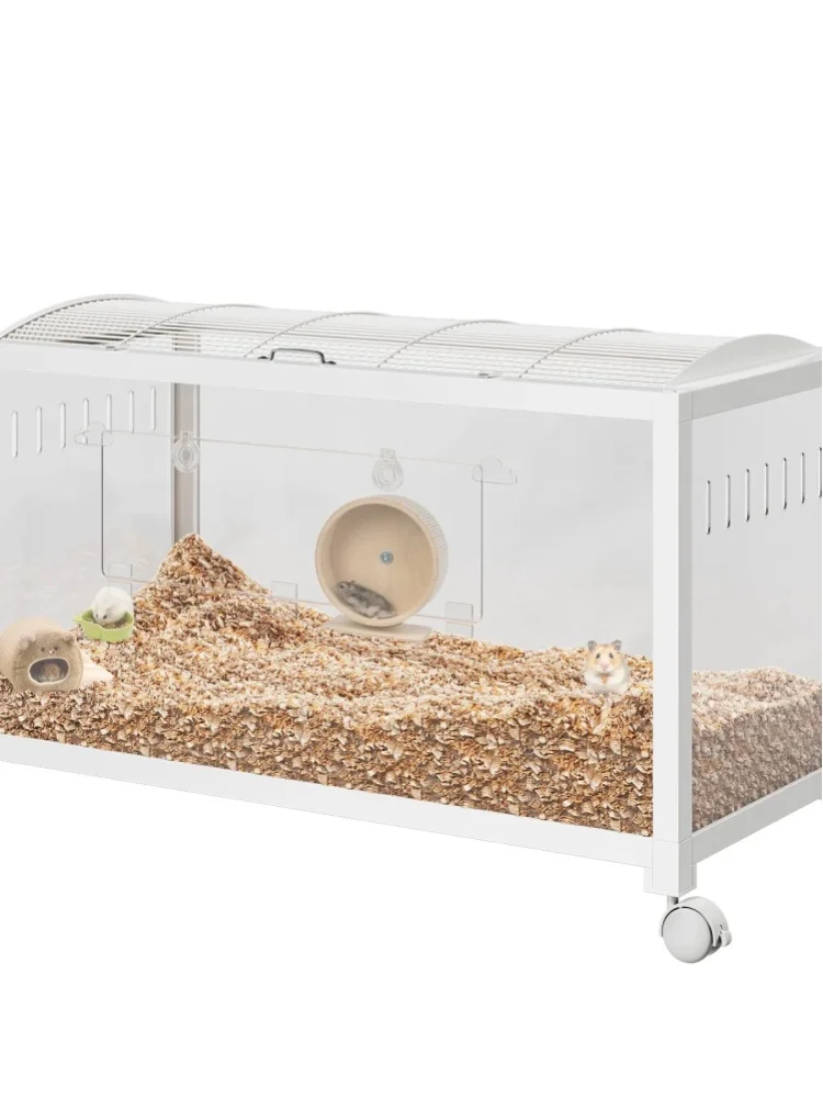 Großer Hamsterkäfig, 3-stöckiger Gerbil-Käfig mit Laufrad, Wasserflasche, Futternapf, Rampen, tragbares Hamsterhaus mit 7 Zoll tiefem Glasboden für Syrische Hamster, Zwerghamster, Gerbils