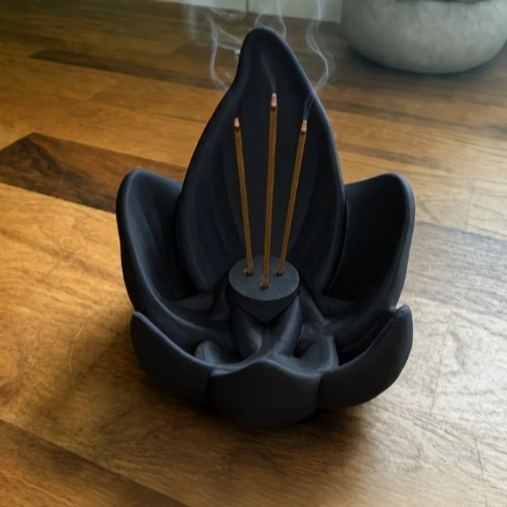 Zen Chinese Style Lotus Incense Burner 3 Hole Plastic Lotus Tabletop Incense Base Sleep Aid 3D Printing Lotus Censer Holder