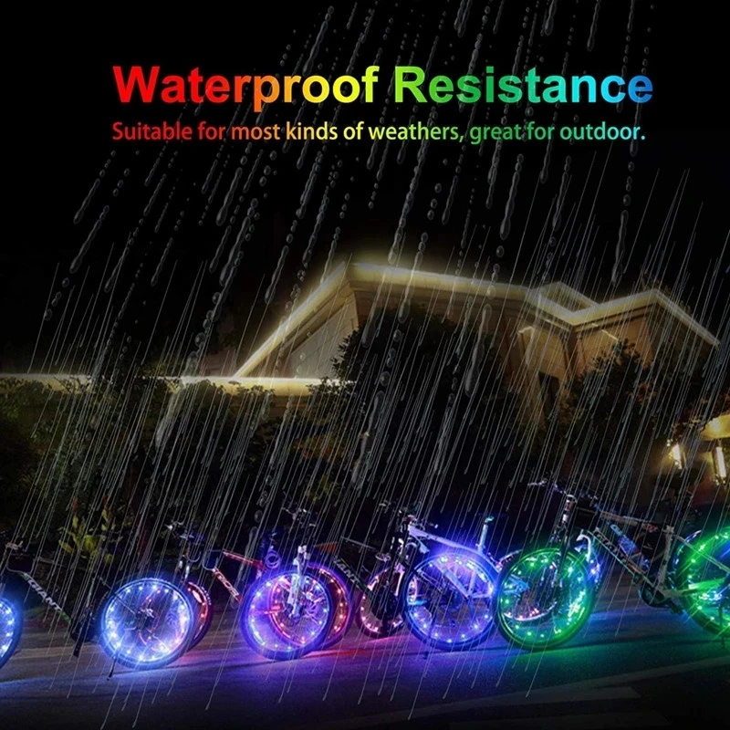 LED Bike Wheel Lights Waterproof Bicycle Spoke Lights Cycling Decor Safety Warning Tire Strip Light for Kids Adults Night Riding