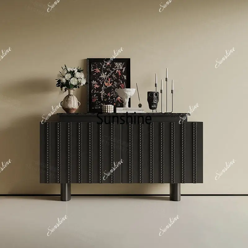 

French retro solid wood entrance entrance cabinet against the wall, side storage cabinet