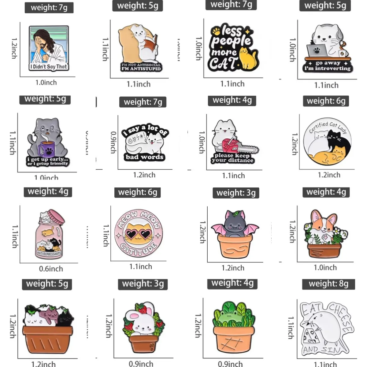 Cartoon Cat Series Enamel Pin Fun Animal Potted Plants Metal Brooch Creative Lapel Badge Hat Deco Jewelry Gift Custom Wholesale - view 3